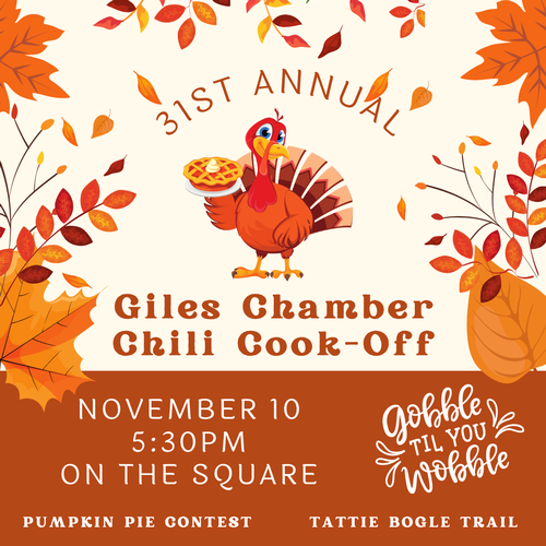 Chili Cook-Off - Nov 10, 2022 - #chamber_master_heading# — Giles Chamber Chili Cook-Off - Nov 10, 2022 - #chamber_master_heading# — Giles Chamber